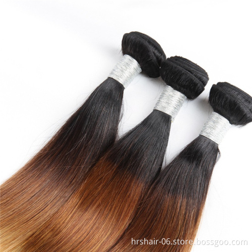 Ombre Brazilian Human Hair Bundle Light Brown 1B 4 27 Straight Hair Weave Extensions Hair Human Extension